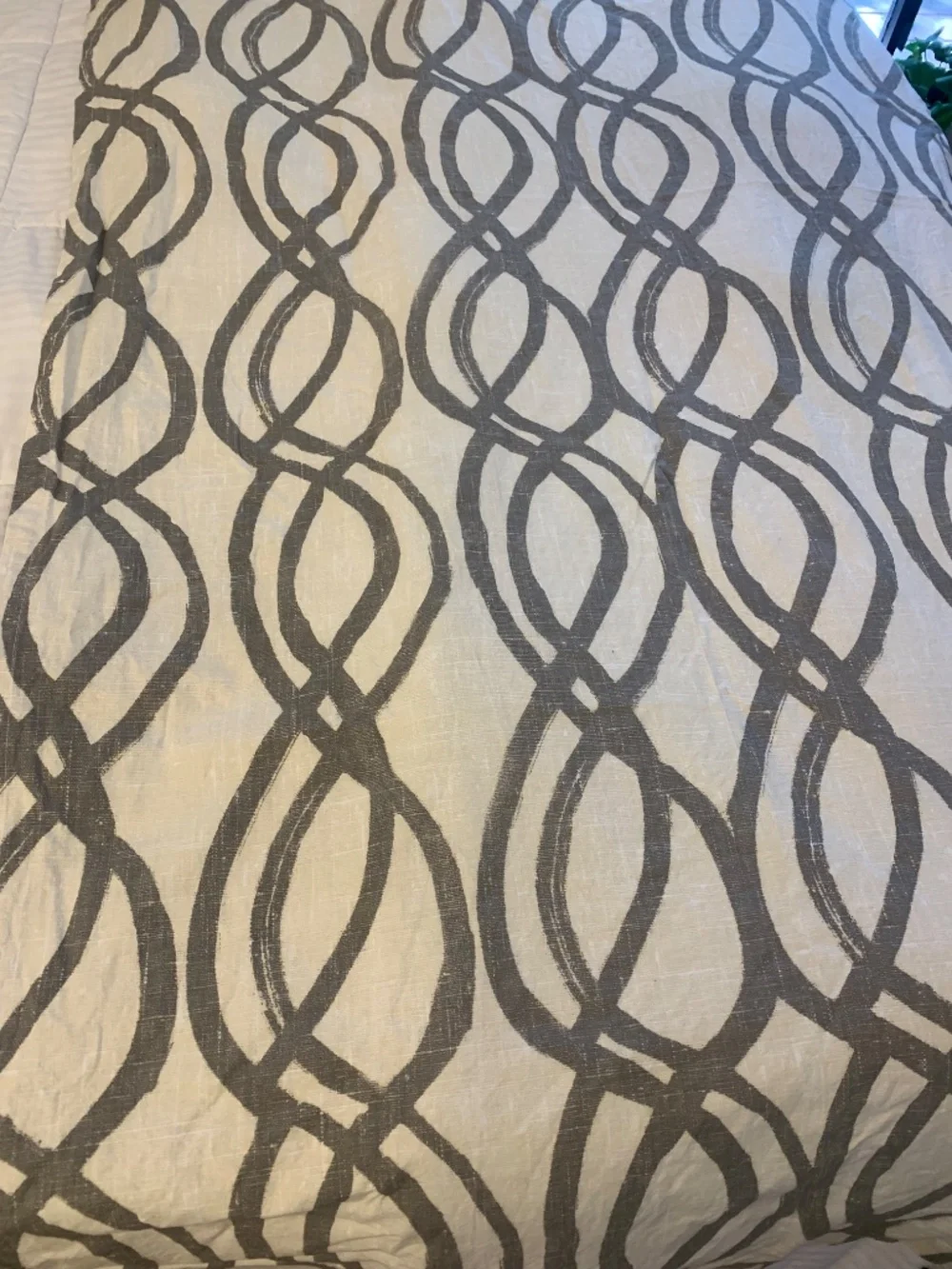 West Elm Cotton Canvas Scribble Lattice Curtain 48